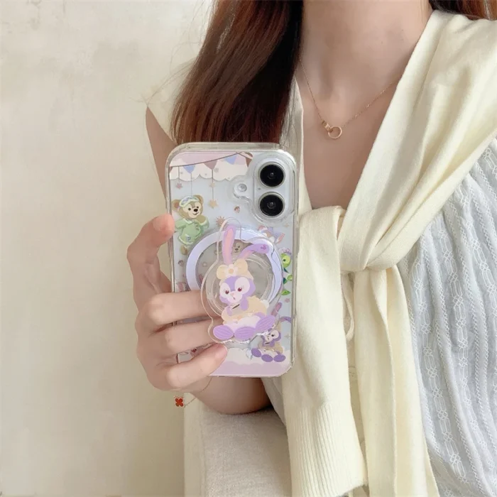Cute Duffy StellaLou LinaBell Magsafe Wireless Charge Phone Case For iPhone 16 15 14 13 12Pro Max Cartoon Magnetic Stand - Image 5