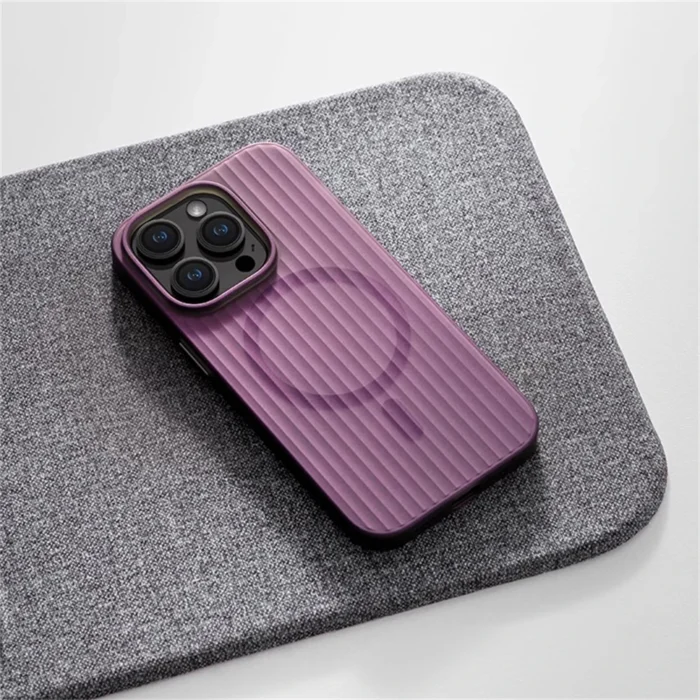 Fashion Laser Corrugated Pattern Matte Hard PC Case For iPhone 16 15 14 13 Pro Max Magnetic Wireless Charging Slim Cover Shell - Image 3