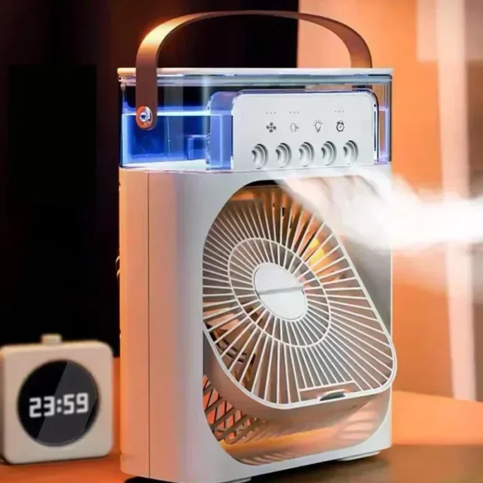 Household air humidifier, portable fan, air conditioner, USB electric fan, LED night light, water mist fun three in one usb fan - Image 1