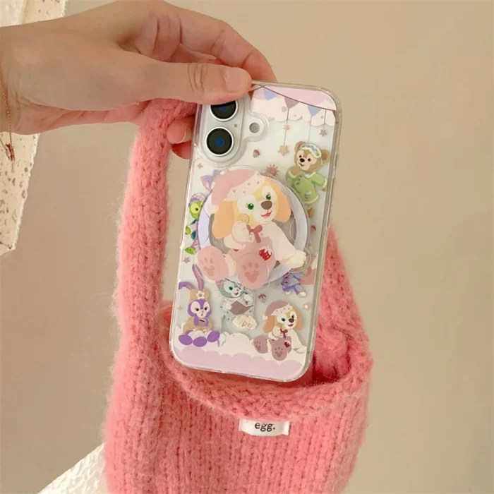 Cute Duffy StellaLou LinaBell Magsafe Wireless Charge Phone Case For iPhone 16 15 14 13 12Pro Max Cartoon Magnetic Stand - Image 3