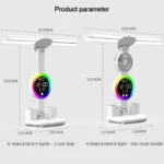 Rechargeable Table Lamp for Study, Desk Lamp Reading Light Led Table Light with Fan, Led Clock Dispaly LED Desk Reading Lamp - Image 6