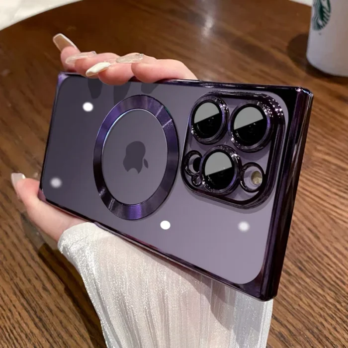 Luxury Magsafe Magnetic Plating Phone Case For iPhone 17 Air 16 Pro Max 15 14 13 12 11 14 Plus Wireless Charge Transparent Cover - Image 4