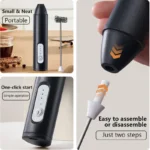 MINI Milk Frother USB Rechargeable 3 Speeds Foam Maker Coffee Whisk Mixer Electric Handle Blender Egg Beater Hot Cooking Tools - Image 3