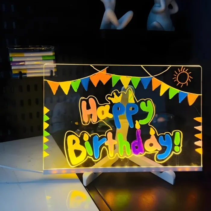 Personalized LED Lamp Acrylic Message Note Board Erasable USB Children‘s Drawing Board Bedroom Night Light Birthday Kids Gift - Image 3