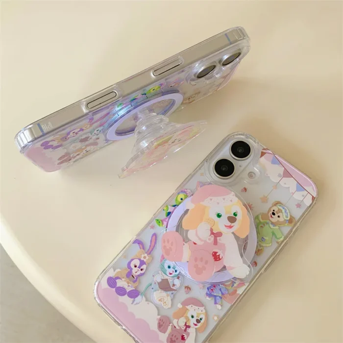 Cute Duffy StellaLou LinaBell Magsafe Wireless Charge Phone Case For iPhone 16 15 14 13 12Pro Max Cartoon Magnetic Stand - Image 4