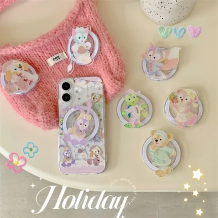 Cute Duffy StellaLou LinaBell Magsafe Wireless Charge Phone Case For iPhone 16 15 14 13 12Pro Max Cartoon Magnetic Stand