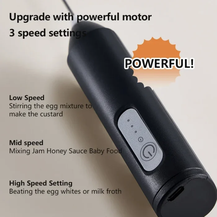 MINI Milk Frother USB Rechargeable 3 Speeds Foam Maker Coffee Whisk Mixer Electric Handle Blender Egg Beater Hot Cooking Tools - Image 2