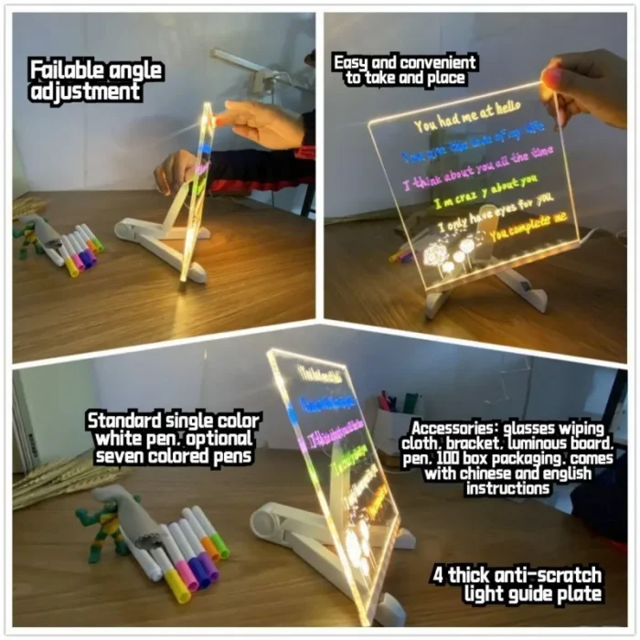 Personalized LED Lamp Acrylic Message Note Board Erasable USB Children‘s Drawing Board Bedroom Night Light Birthday Kids Gift - Image 6