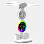 Rechargeable Table Lamp for Study, Desk Lamp Reading Light Led Table Light with Fan, Led Clock Dispaly LED Desk Reading Lamp