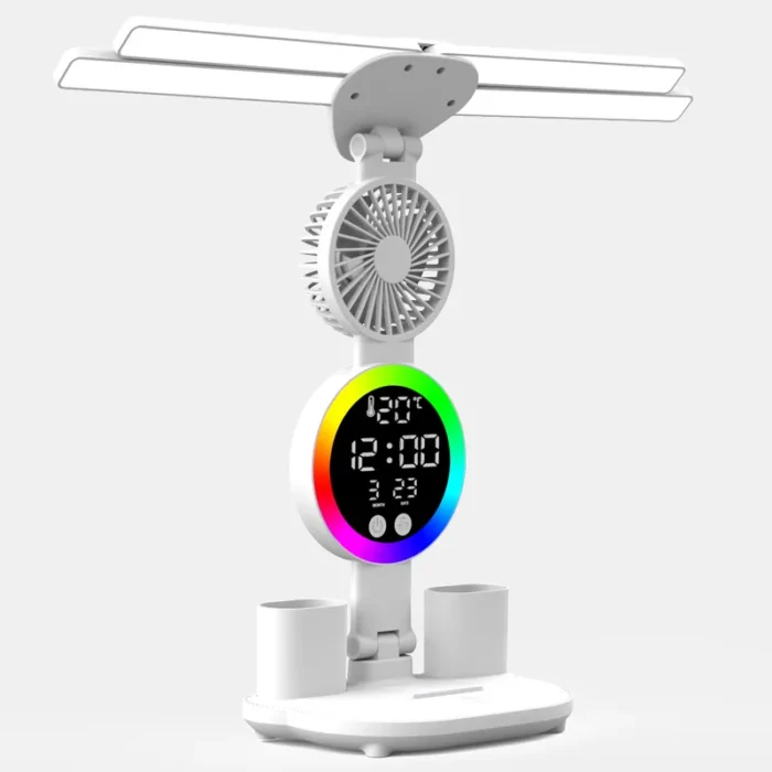 Rechargeable Table Lamp for Study, Desk Lamp Reading Light Led Table Light with Fan, Led Clock Dispaly LED Desk Reading Lamp - Image 1