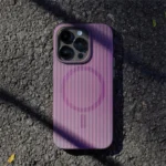 Fashion Laser Corrugated Pattern Matte Hard PC Case For iPhone 16 15 14 13 Pro Max Magnetic Wireless Charging Slim Cover Shell
