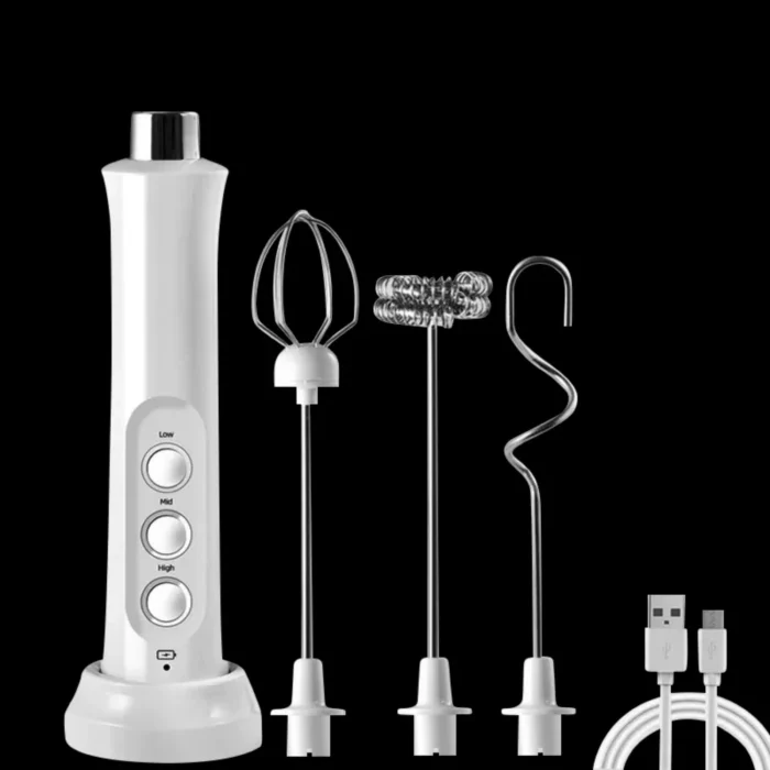 3 In 1 Portable Rechargeable Milk Frother Foam Maker Handheld Foamer High Speeds Drink Mixer Coffee Frothing Wand - Image 1