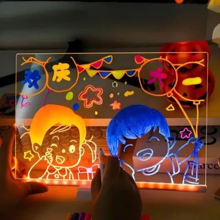 Personalized LED Lamp Acrylic Message Note Board Erasable USB Children‘s Drawing Board Bedroom Night Light Birthday Kids Gift