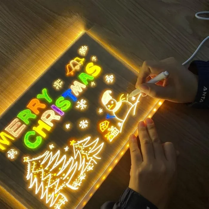 Personalized LED Lamp Acrylic Message Note Board Erasable USB Children‘s Drawing Board Bedroom Night Light Birthday Kids Gift - Image 2
