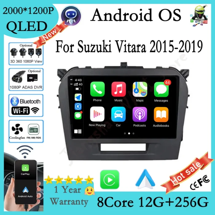 Android 14 QLED Screen For Suzuki Vitara 2015 2016 2017 2018 2019 Car Radio Multimedia Player GPS Navigation Head Unit - Image 2