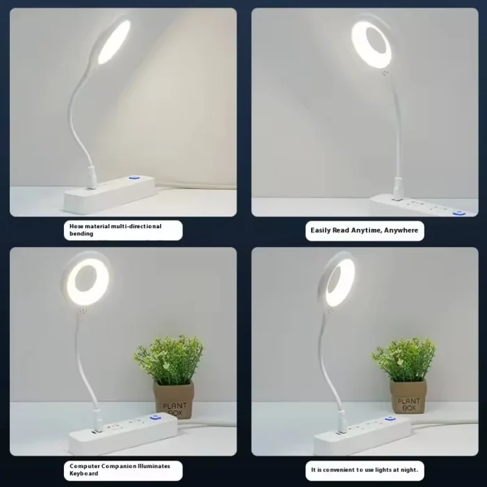 2pcs USB LED Intelligent Table Lamp One Color Temperature Flexible Hose Portable Reading Learning Light - Image 3