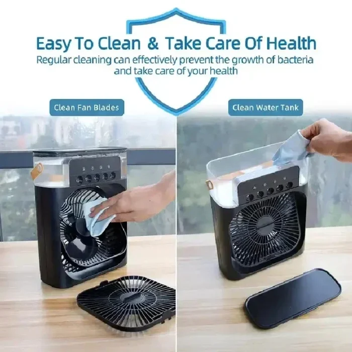Household air humidifier, portable fan, air conditioner, USB electric fan, LED night light, water mist fun three in one usb fan - Image 4